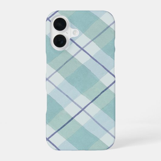 ウォーターカラー・チェック柄 iPhone 16ケース (裏面)