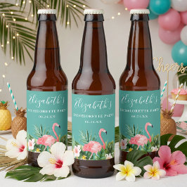 ウォーターカラー・トロピカルフラワーバチェラー・パーティー ビールラベル