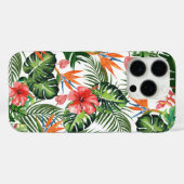ウォーターカラー トロピカル グリーナリー フラワー パターン Case-Mate iPhoneケース (裏面 (横))