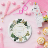 ウォーターカラー トロピカル ゴールド フォイル ブライズメイドパーティー ペーパープレート (パーティー)