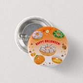 ウォーターカラー ドーナツ風ハロウィンキャンディ 缶バッジ (正面&裏面)