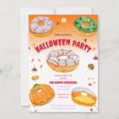 ウォーターカラー ドーナツ ハロウィン キャンディ パーティー 招待状 (正面)
