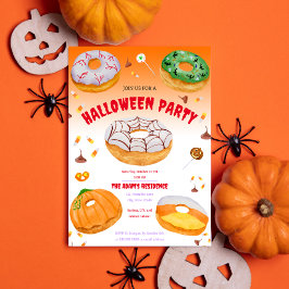 ウォーターカラー ドーナツ ハロウィン キャンディ パーティー 招待状