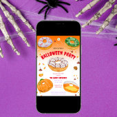 ウォーターカラー ドーナツ ハロウィン キャンディ パーティー 招待状