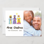 ウォーターカラー+ナティビティ+クリスマス写真 マグネット招待状 (正面)