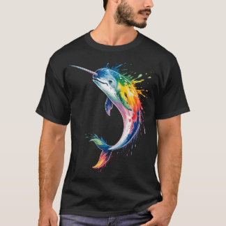 ウォーターカラー・ナルワル・シー・ユニコーン Tシャツ