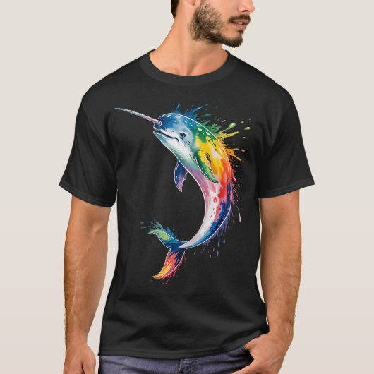 ウォーターカラー・ナルワル・シー・ユニコーン Tシャツ (正面)