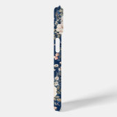 ウォーターカラー ネイビー フラワー ストライプ パターン デザイン Case-Mate iPhoneケース (裏面 / 右)