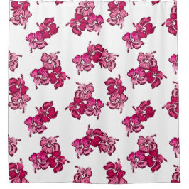 ウォーターカラー ハイビスカス ハワイアン トロピカル シャワーカーテン