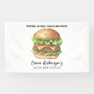 ウォーターカラー ハンバーガー パーティー 誕生日 横断幕