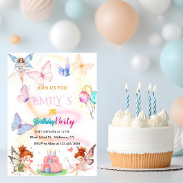 ウォーターカラー バタフライ 魔法の妖精の誕生日 招待状