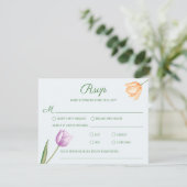 ウォーターカラー パステルチューリップ 花 春の結婚式 出欠カード (スタンド正面)