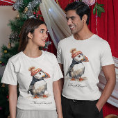 ウォーターカラー・パフィンのクリスマスコースタルアパレル Tシャツ