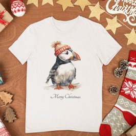 ウォーターカラー・パフィンのクリスマスコースタルアパレル Tシャツ