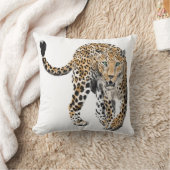 ウォーターカラー ヒョウ ジャングル 猫 ペイント 動物 緑 クッション (ブランケット)
