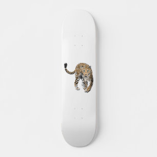 ウォーターカラー ヒョウ ジャングル 猫 ペイント 動物 緑 スケートボード