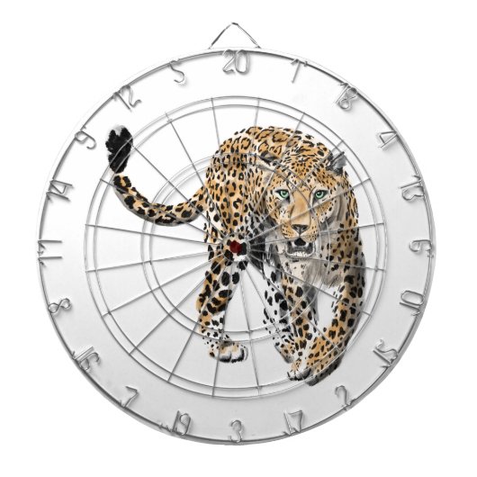 ウォーターカラー ヒョウ ジャングル 猫 ペイント 動物 緑 ダーツボード (正面)
