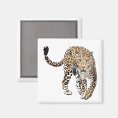 ウォーターカラー ヒョウ ジャングル 猫 ペイント 動物 緑 マグネット (正面/裏面)