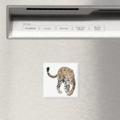 ウォーターカラー ヒョウ ジャングル 猫 ペイント 動物 緑 マグネット (インサイチュ (食洗機))