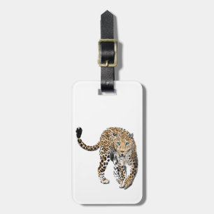 ウォーターカラー ヒョウ ジャングル 猫 ペイント 動物 緑 ラゲッジタグ
