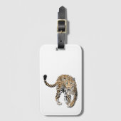 ウォーターカラー ヒョウ ジャングル 猫 ペイント 動物 緑 ラゲッジタグ (正面縦)