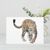 ウォーターカラー ヒョウ ジャングル 猫 ペイント 動物 緑 案内状 (スタンド正面)