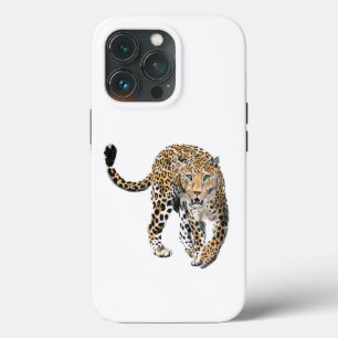 ウォーターカラー ヒョウ ジャングル 猫 ペイント 動物 緑 iPhone 13 PROケース