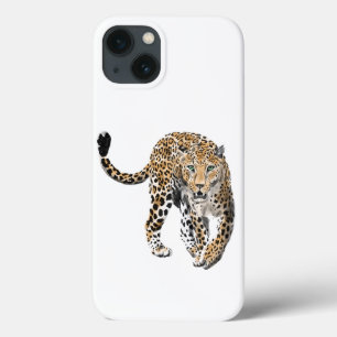 ウォーターカラー ヒョウ ジャングル 猫 ペイント 動物 緑 iPhone 13ケース