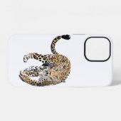 ウォーターカラー ヒョウ ジャングル 猫 ペイント 動物 緑 iPhoneケース (裏面横)