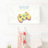 ウォーターカラー ビデオゲーム キッズ 誕生日 横断幕 (インサイチュ)