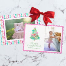 ウォーターカラー ビビッド ピンク リボン コケット クリスマス 写真