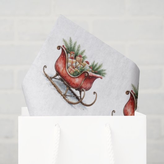 ウォーターカラー ビンテージ クリスマスソリ 薄葉紙 (ギフトバッグ)
