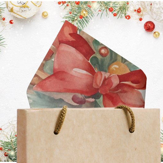 ウォーターカラー ビンテージ クリスマス ティッシュペーパー 薄葉紙