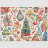 ウォーターカラー ビンテージ クリスマス ティッシュペーパー 薄葉紙 (正面)