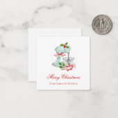 ウォーターカラー ビンテージ ケーキミキサー クリスマス ノートカード (正面/裏面インサイチュ)