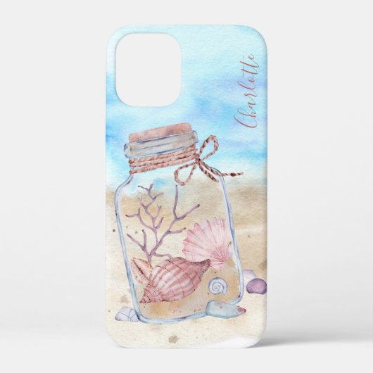 ウォーターカラー ビーチ シェル 名前入り Case-Mate iPhoneケース (裏面)