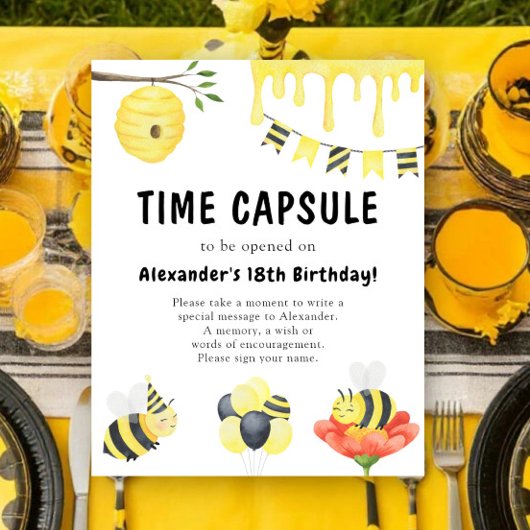 ウォーターカラー ビー・デイ タイムカプセル 1歳の誕生日 ポスター