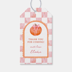 ウォーターカラー ピンクのカボチャ ベビーシャワー サンクユー ギフトタグ