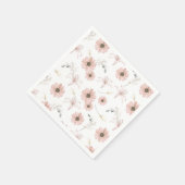 ウォーターカラー・ピンクの花々アート スタンダードカクテルナプキン (角)