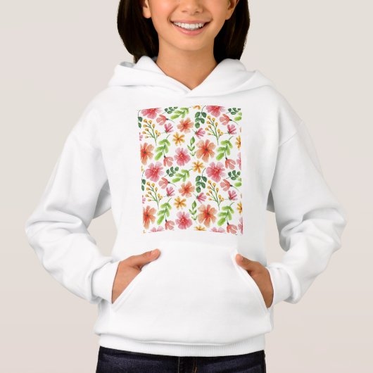 ウォーターカラー ピンクの花 パターン (正面)