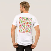 ウォーターカラー ピンクの花 パターン トライブレンドTシャツ (裏面全面)
