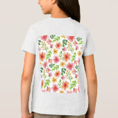 ウォーターカラー ピンクの花 パターン トライブレンドＴシャツ (裏面)