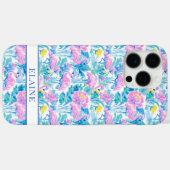ウォーターカラー ピンクフラミンゴ モノグラム Case-Mate iPhoneケース (裏面 (横))
