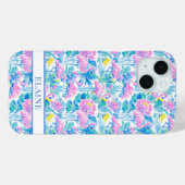 ウォーターカラー ピンクフラミンゴ モノグラム Case-Mate iPhoneケース (裏面 (横))