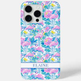 ウォーターカラー ピンクフラミンゴ モノグラム iPhone 15 PRO MAXケース