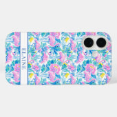 ウォーターカラー ピンクフラミンゴ モノグラム Case-Mate iPhoneケース (裏面 (横))