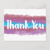 ウォーターカラー ピンク パープル ブルー ありがとうございます ポストカード (正面)
