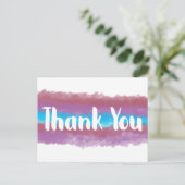 ウォーターカラー ピンク パープル ブルー ありがとう ポストカード (スタンド正面)