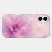 ウォーターカラー ピンク ラベンダー 花 抽象画 iPhoneケース (裏面横)