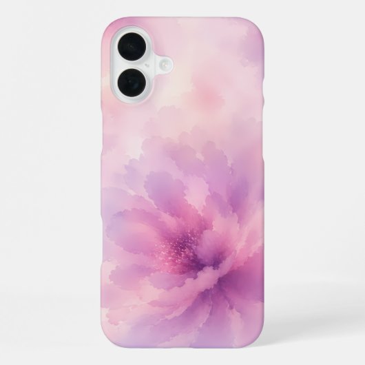 ウォーターカラー ピンク ラベンダー 花 抽象画 iPhoneケース (裏面)